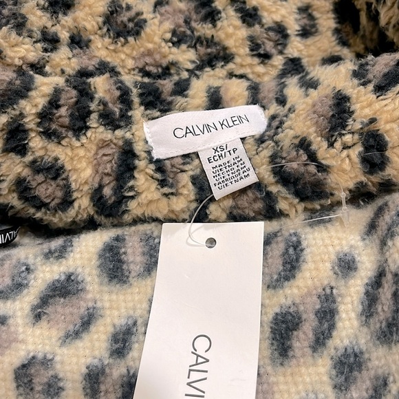 Calvin Klein NWT leopard print fleece jacket with pockets sz XS - Picture 6 of 7